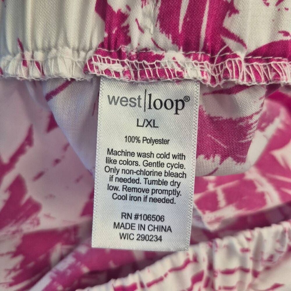West Loop Women's White & Hot Pink Poly Elastic & Drawstring Waisted Shorts w Po - Picture 9 of 10